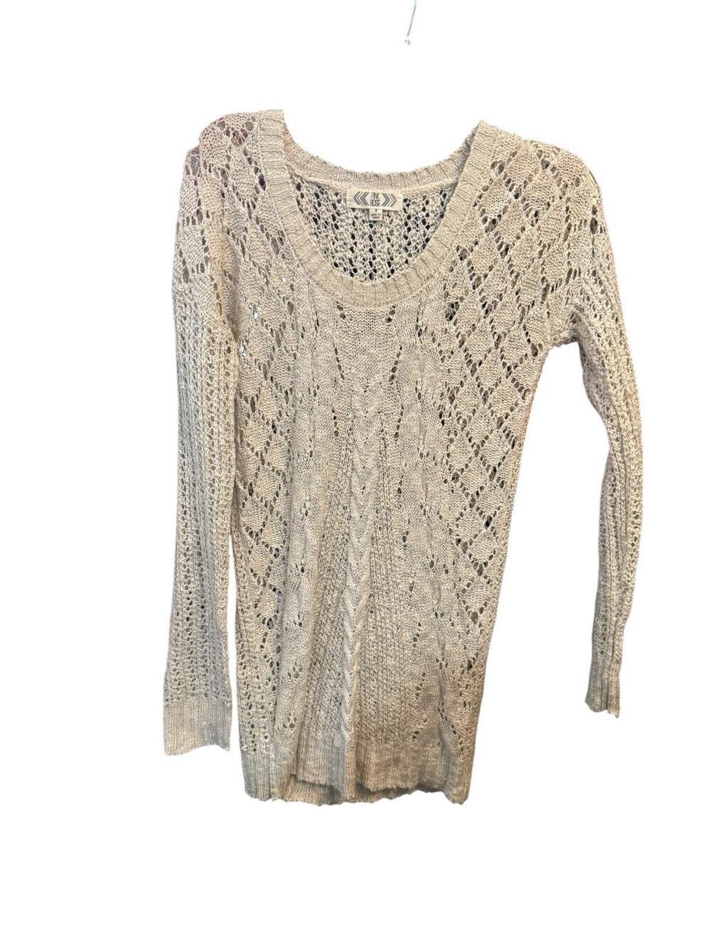 Pink Rose Beige Long Sleeve Sweater Dress Small